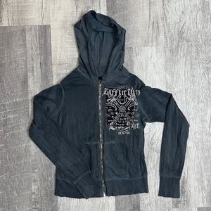 Affliction zip up hooded sweatshirt light weight